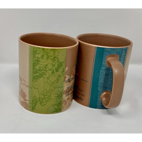 Two Starbucks Coffee Tea Mugs " Thanks to Manolo" Ceramic Mugs Brown Green 18 Oz - Picture 7 of 10